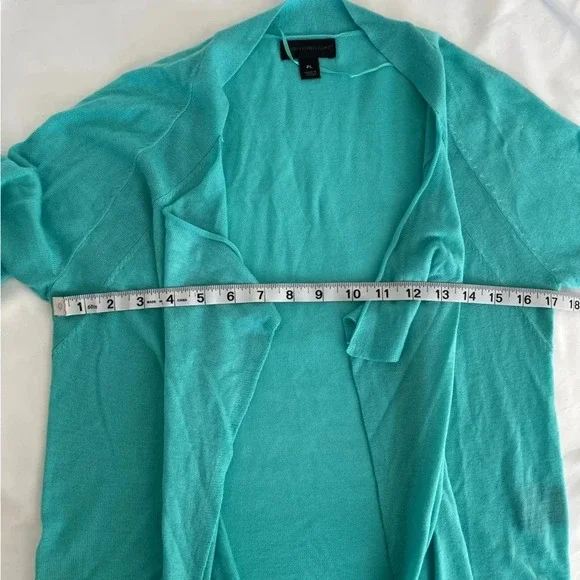 Worthington Teal Lightweight 3/4 Sleeve Flyaway Cardigan Size Petite Large - Picture 6 of 7
